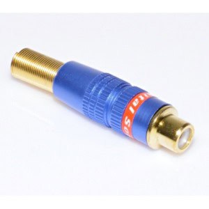Conector RCA mama gold albastru - metal aurit