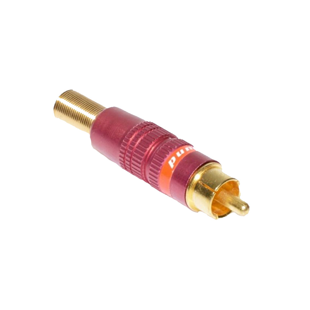 Mufa RCA tata gold rosu - metal aurit