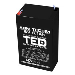 Acumulator 6V 6.1Ah TED, Agm Vrla, terminale T1
