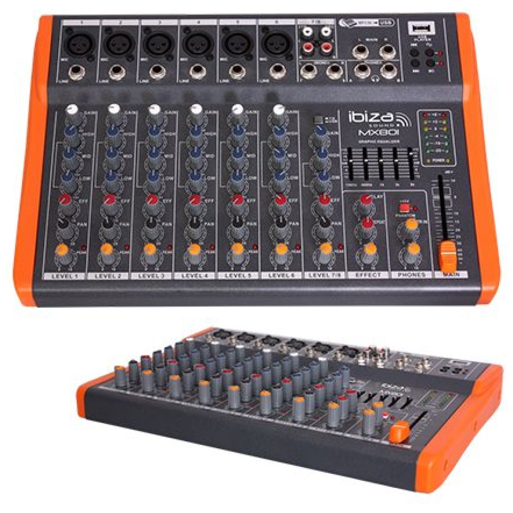 Mixer 8 canale cu efecte Ibiza MX801