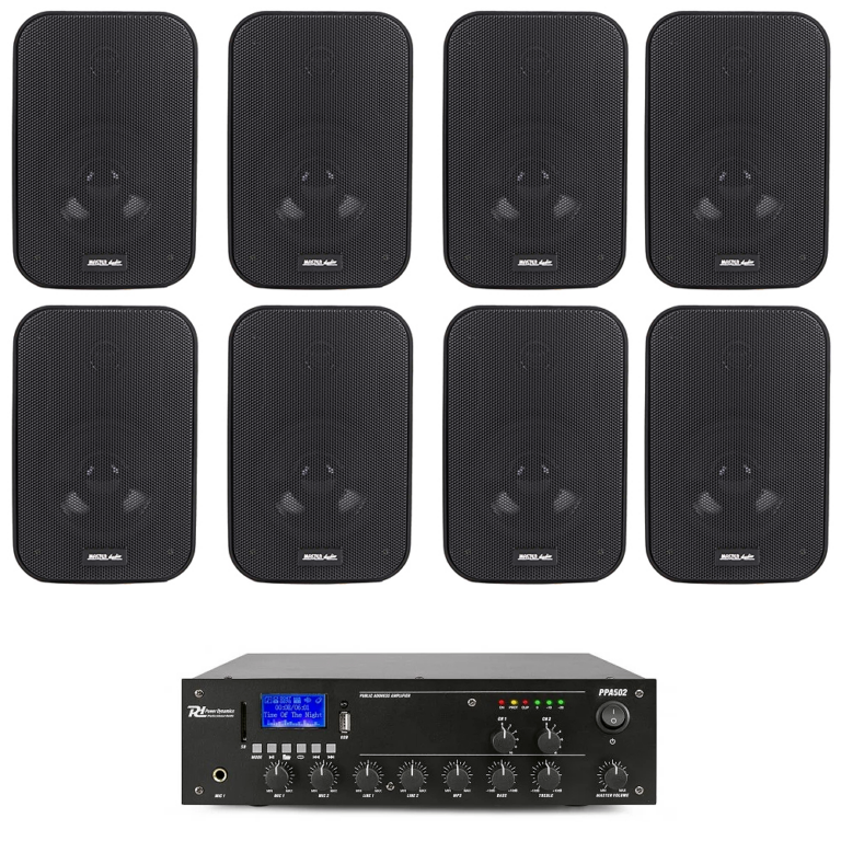 Kit sonorizare ambientala Bluetooth, USB, 8 boxe Master Audio + amplificator
