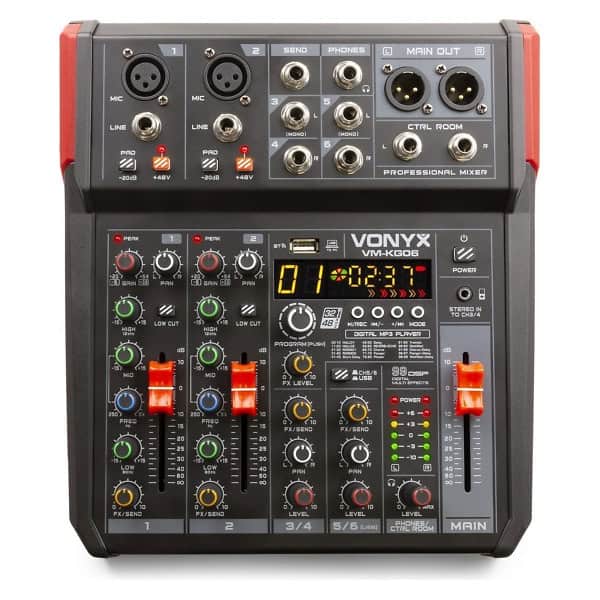 Mixer audio cu Bluetooth, USB, 6 canale Vonyx VM-KG06