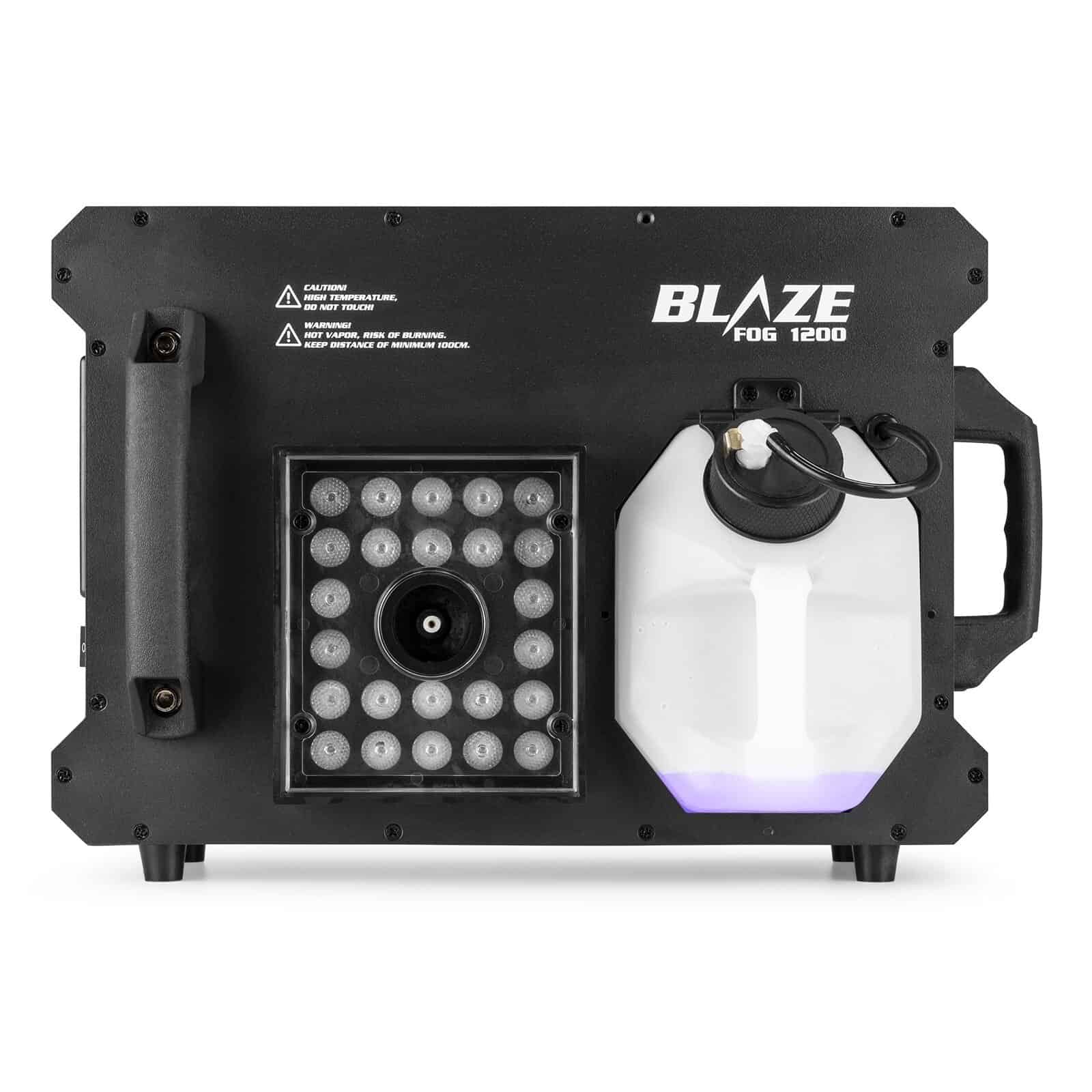 Aparat de iluminat profesional Blaze Fog 1200 cu sistem de iluminare LED și rezervor de apă pentru efecte speciale de ceață. Ideal pentru evenimente, filme și scenografie.