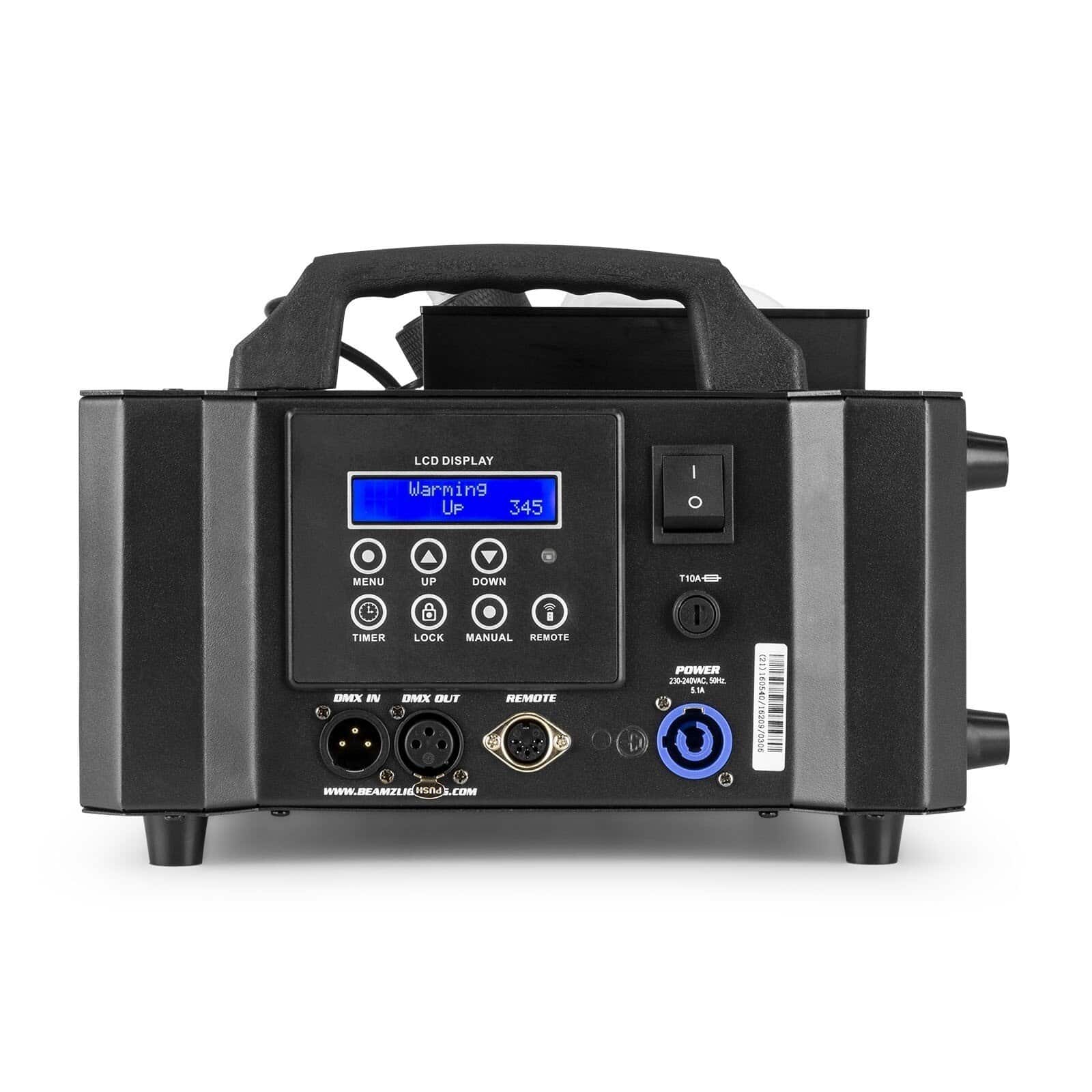 Echipament profesional de iluminat cu display LCD și control digital, ideal pentru evenimente și producții foto/video, cu multiple intrări și funcții avansate pentru ajustare precisă.