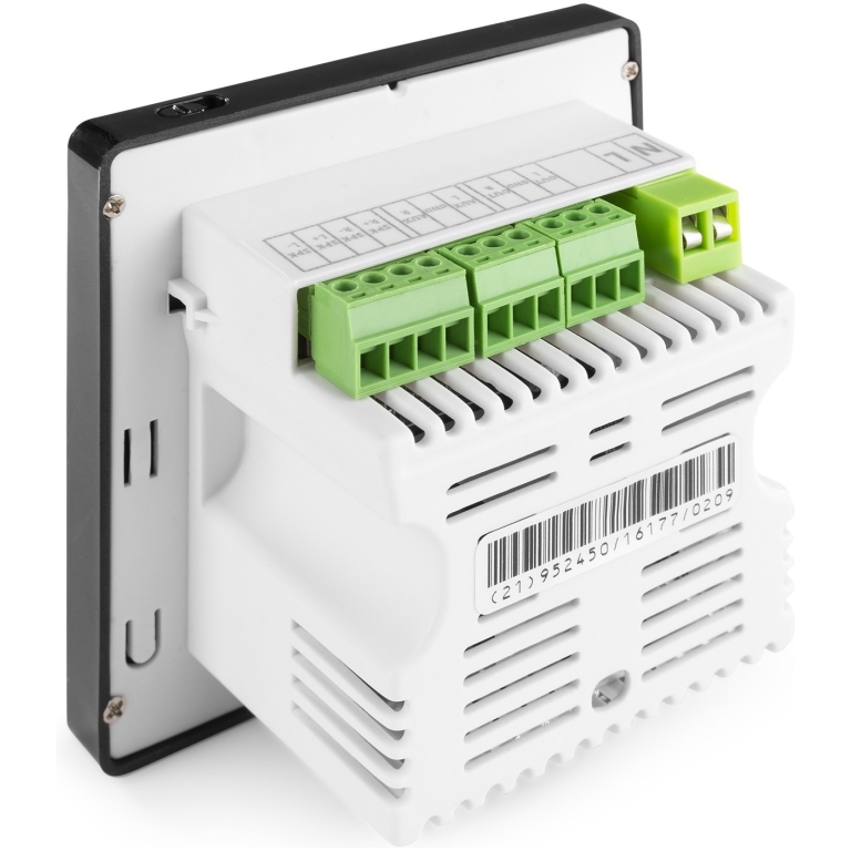 Comutator electric cu terminale verde și carcasa albă pentru automatizări industriale.