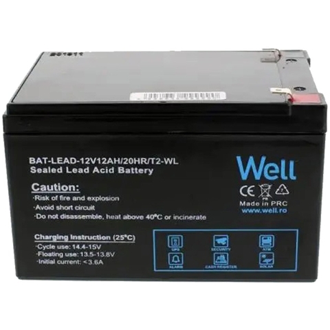 Baterie cu plumb sigilată, 12V, 12AH, pentru sisteme de securitate și electrocasnice.