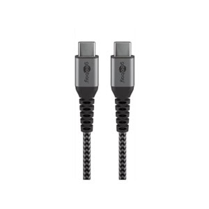 Cablu USB-C USB-C 2m Goobay gri argintiu textil