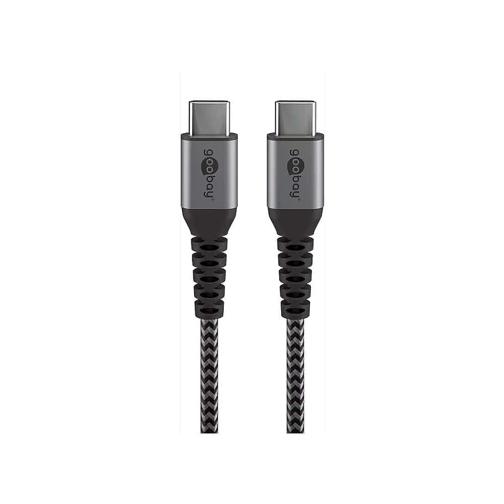Cablu USB-C USB-C 2m Goobay gri argintiu textil