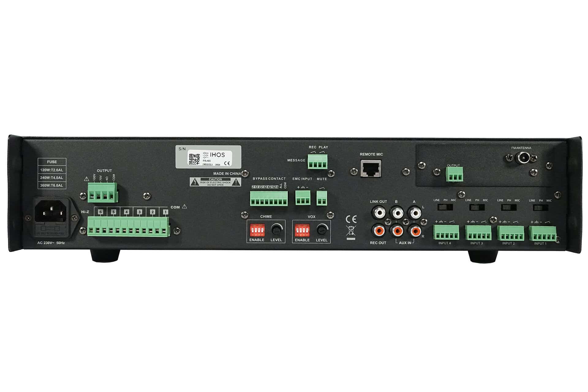 Amplificator adresare publica IPA-480, Bluetooth, USB, FM_02