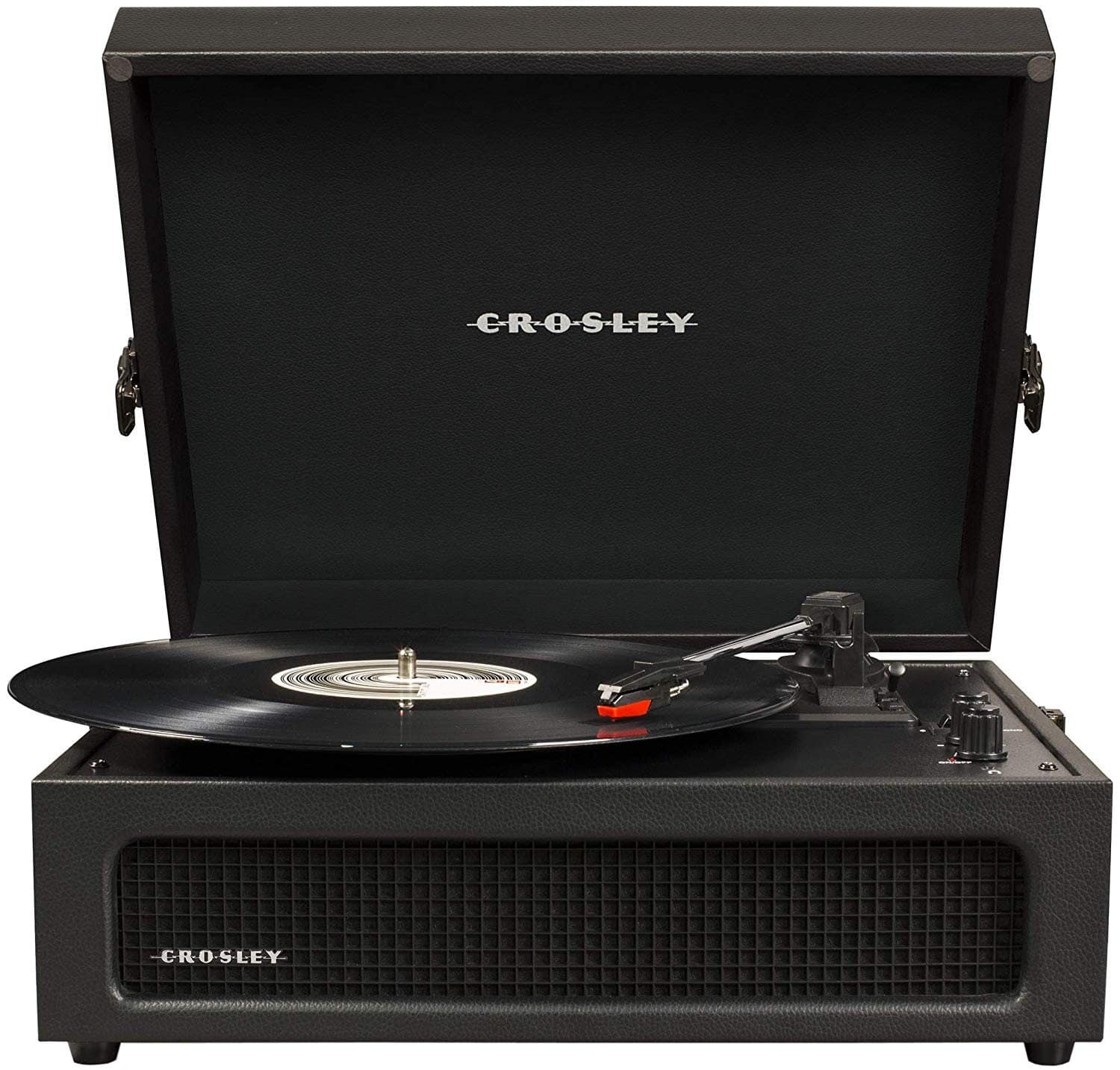 Placă turntable vintage Crosley pentru muzică, model portabil, cu sunet clar, design retro, perfect pentru colecție și divertisment acasă.