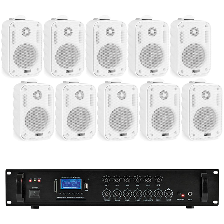 Sistem audio showroom 10 boxe, Bluetooth, USB, FM