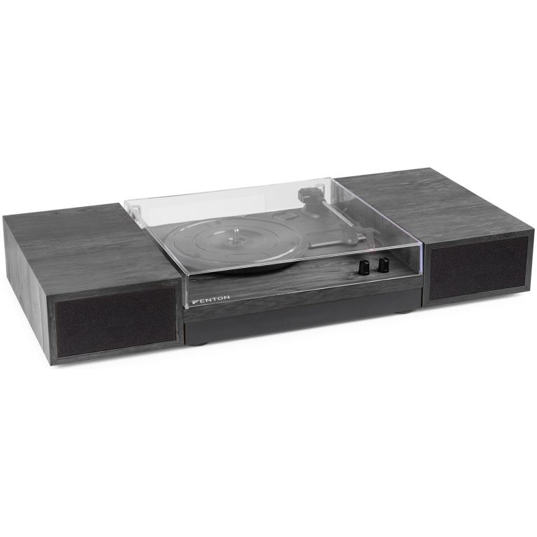 Vinilică audio cu difuzoare și capac din sticlă, ideală pentru sunet de calitate și design modern. Perfectă pentru domeniul audio, muzică și echipamente audio profesionale.