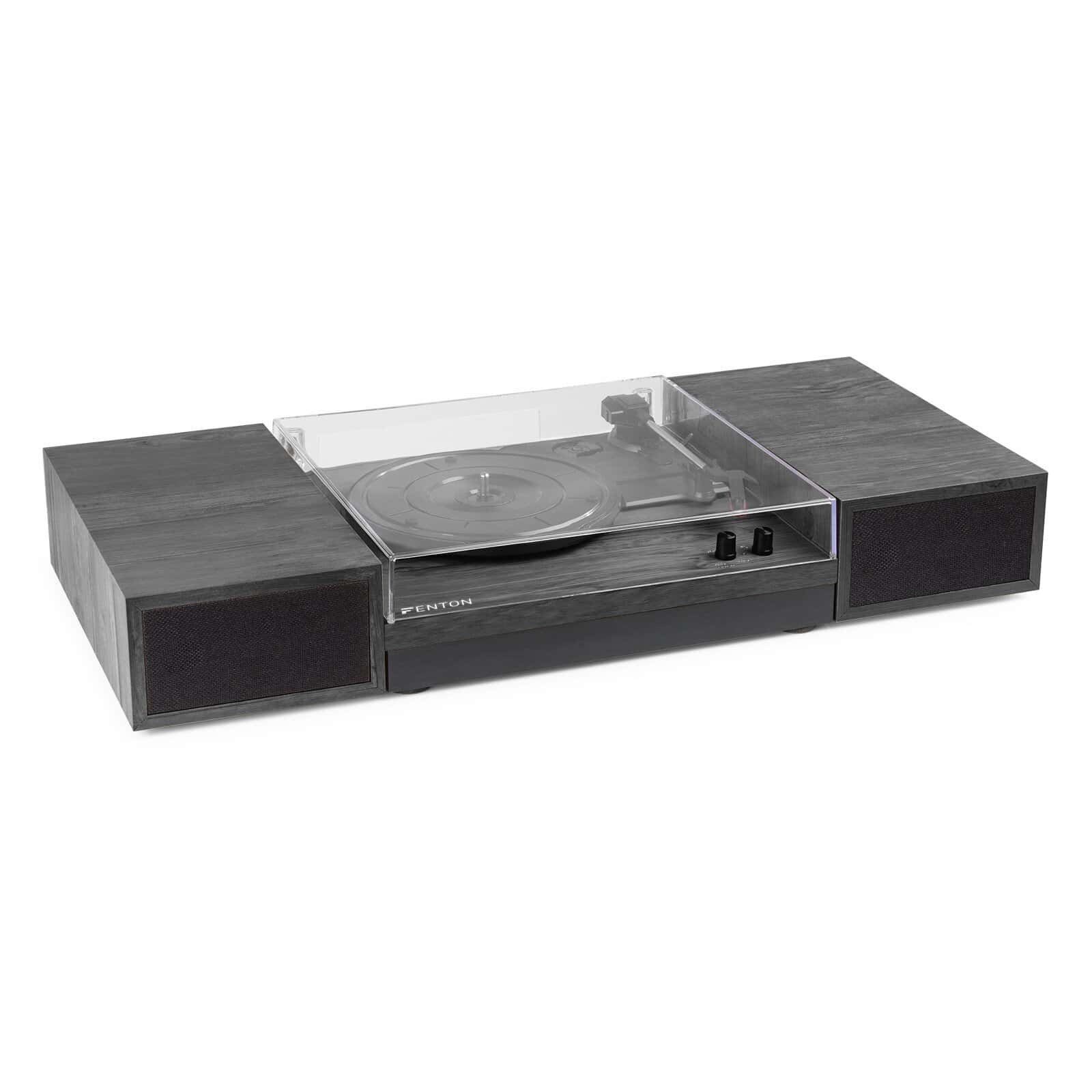 Vinilică audio cu difuzoare și capac din sticlă, ideală pentru sunet de calitate și design modern. Perfectă pentru domeniul audio, muzică și echipamente audio profesionale.