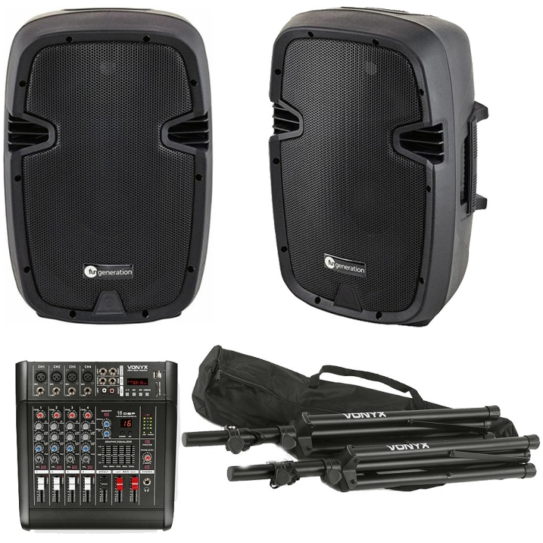 Difuzoare portabile profesional cu sistem de difuzoare și mixer audio pentru evenimente și DJ, echipamente profesionale audio pentru karaoke, prezentări și sonorizare evenimente.