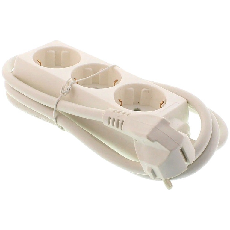 Priza electrică multiplă albă cu cablu extensibil, ideală pentru uz casnic și birou, sigură și fiabilă, compatibilă cu diverse aparate electrocasnice și electronice.