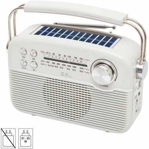 Radio portabil solar SAL RPR9, BT-FM-AM-SW, AC-DC