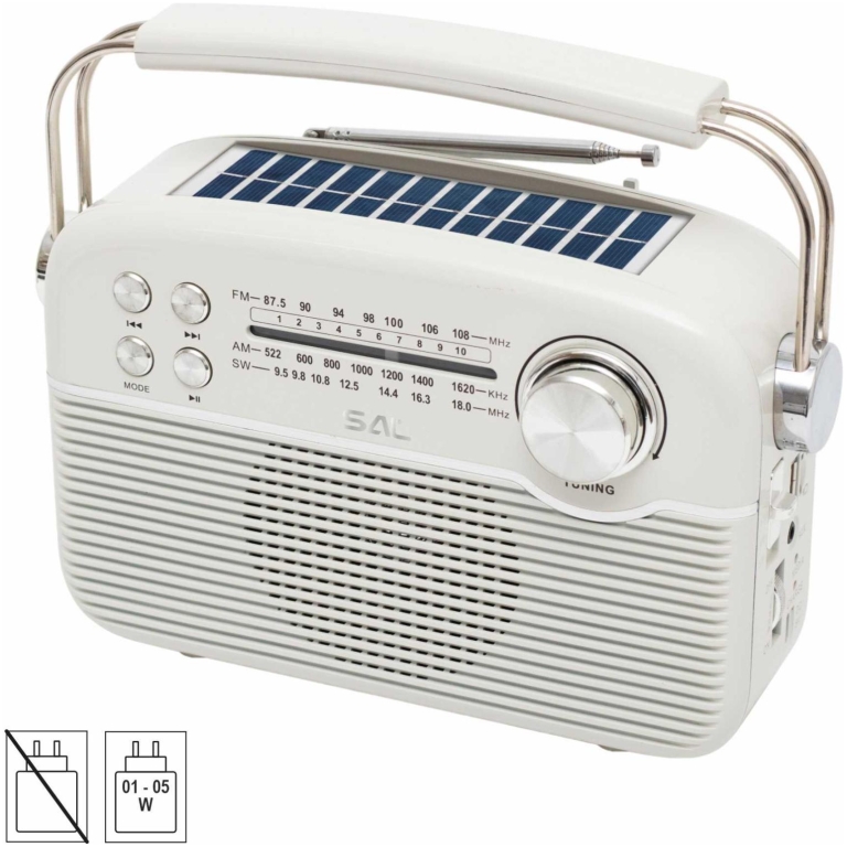 Radio portabil solar SAL RPR9, BT-FM-AM-SW, AC-DC