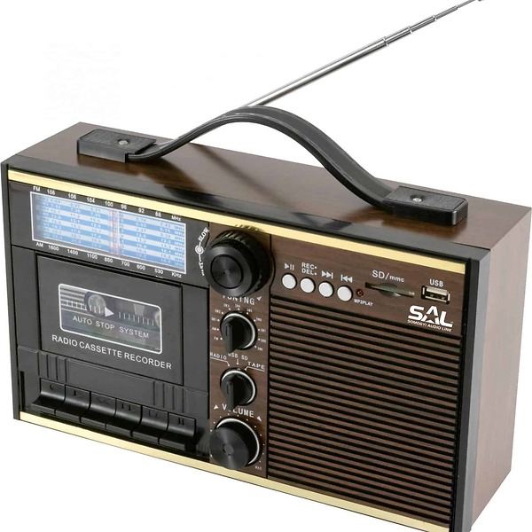 Radiocasetofon portabil SAL RRT 11B, retro, MP3, 11 benzi