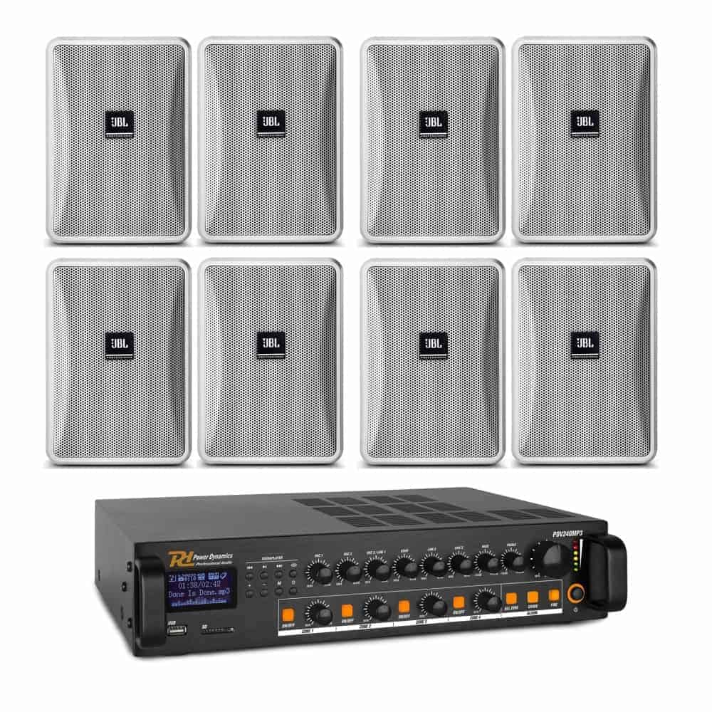 Sistem boxe perete JBL Control 23-1 alb, Bluetooth, USB, FM