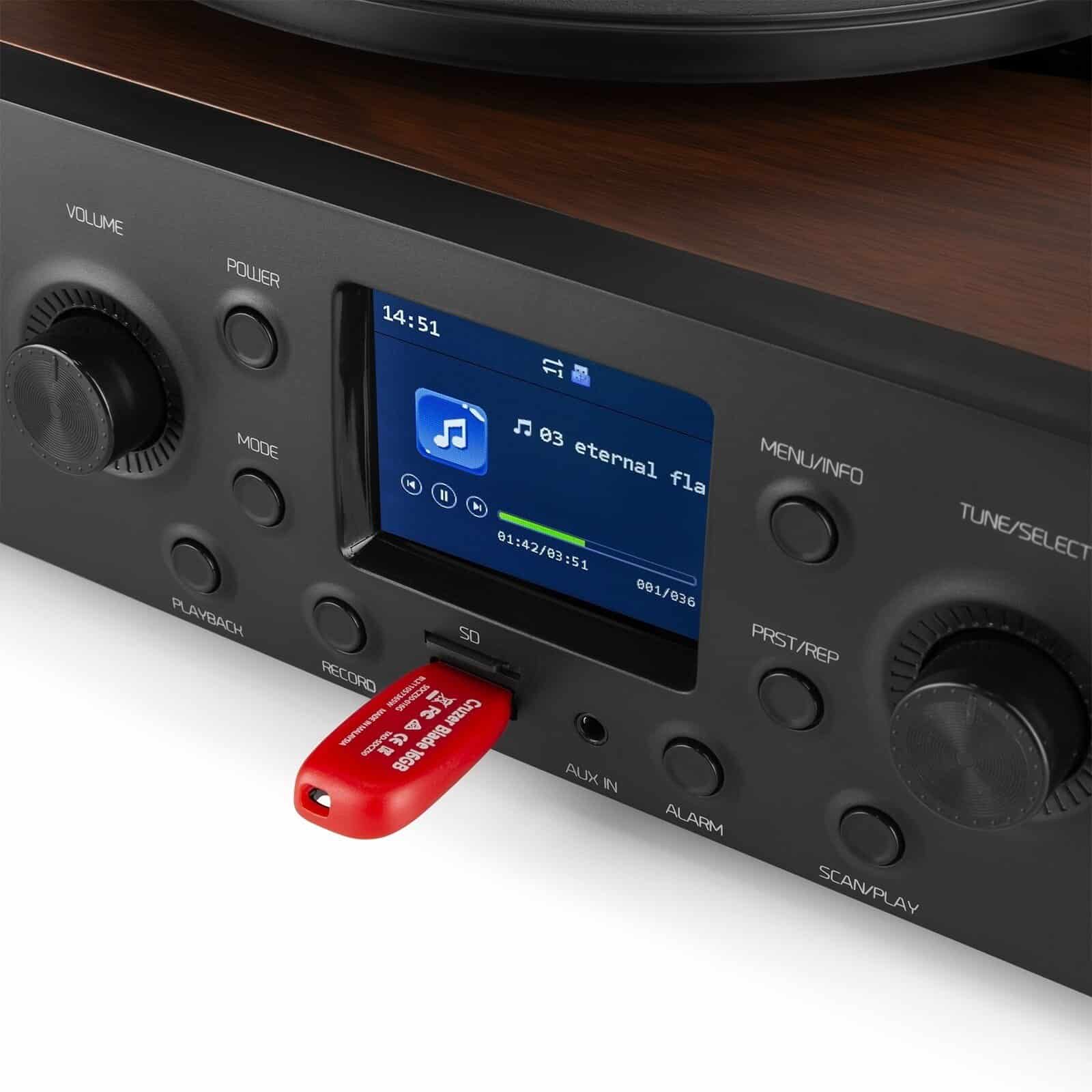 Pick-up cu radio Audizio TULSA, Bluetooth, USB, SD, FM, DAB+, vedere fata de aproape