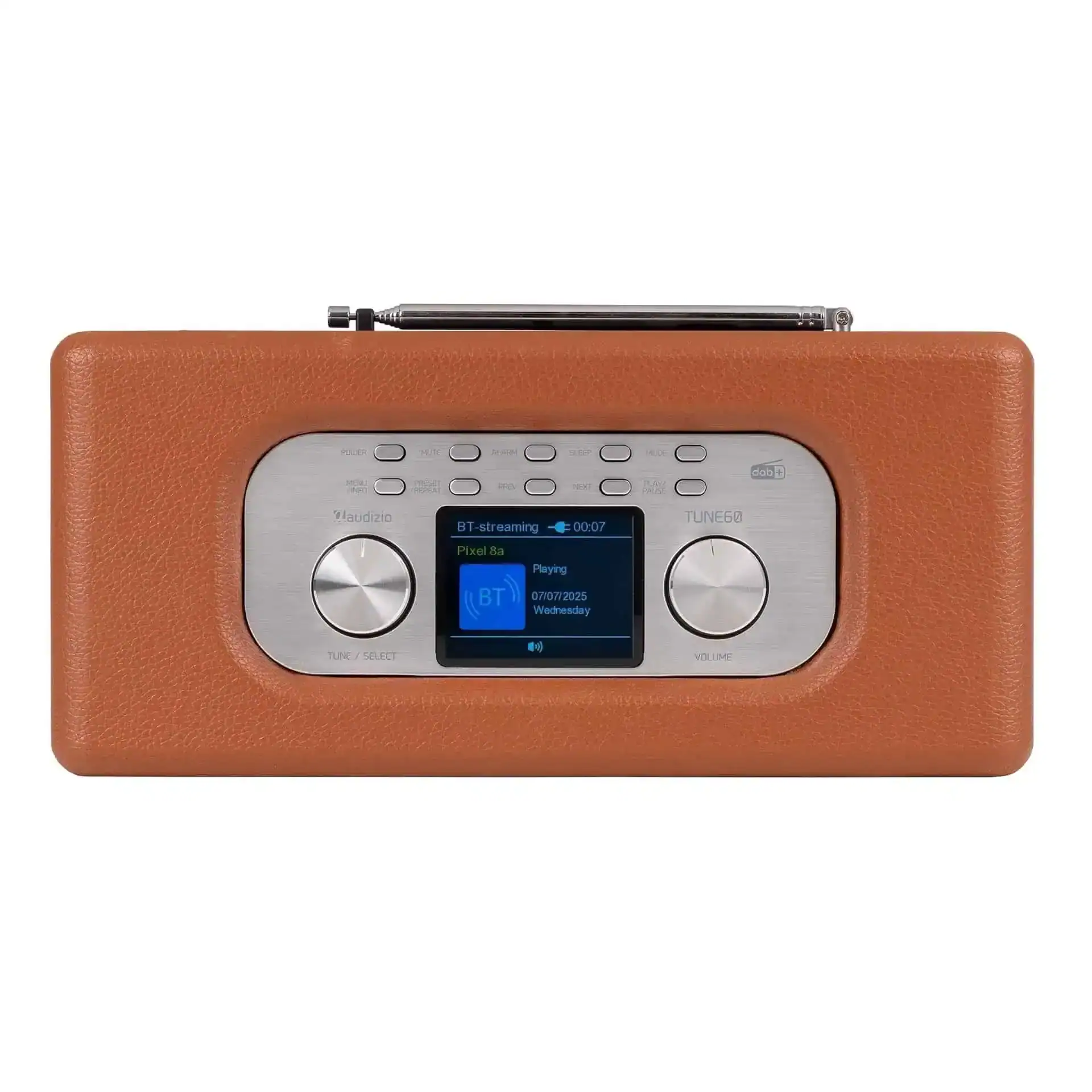 Radio FM Audizio TUNE60, 40W, Bluetooth, USB, DAB+, maro, vedere de sus