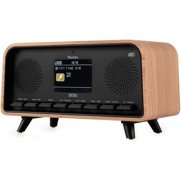 Radio FM DAB+ Audizio DESIO, 30W, Bluetooth, USB, maro deschis_02, vedere lateral dreapta