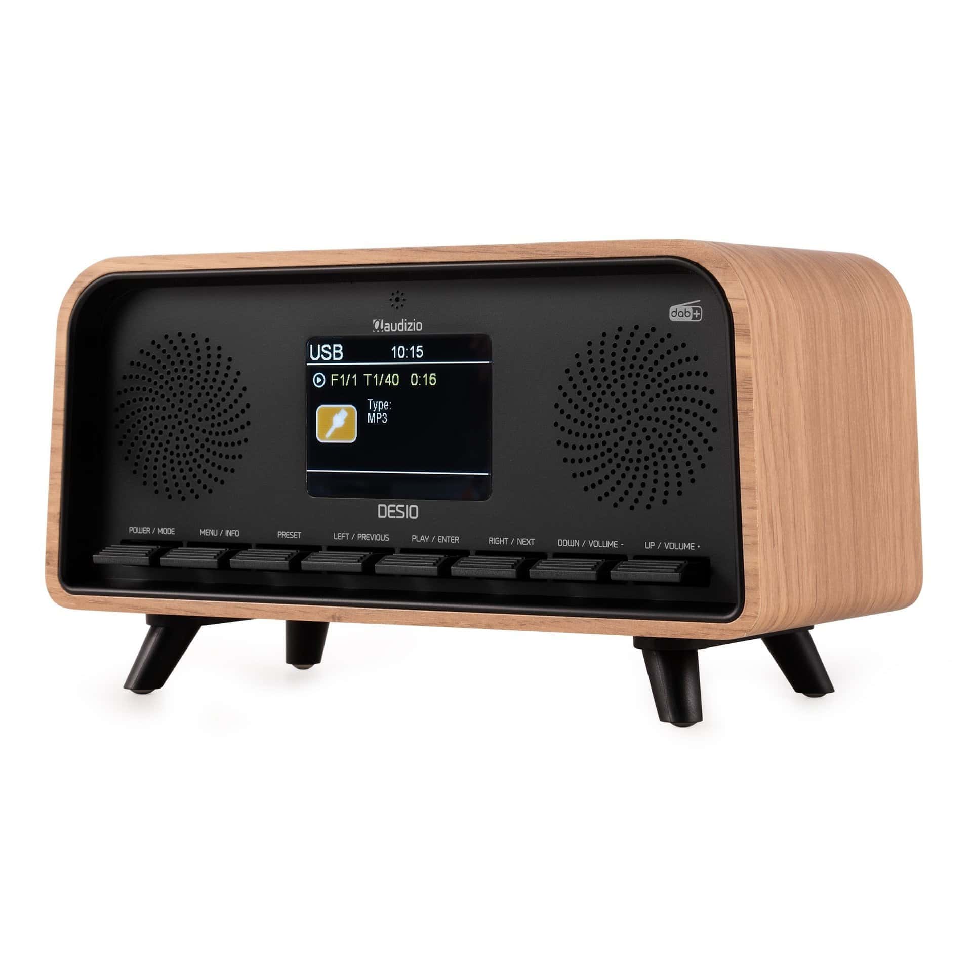 Radio FM DAB+ Audizio DESIO, 30W, Bluetooth, USB, maro deschis_02, vedere lateral dreapta