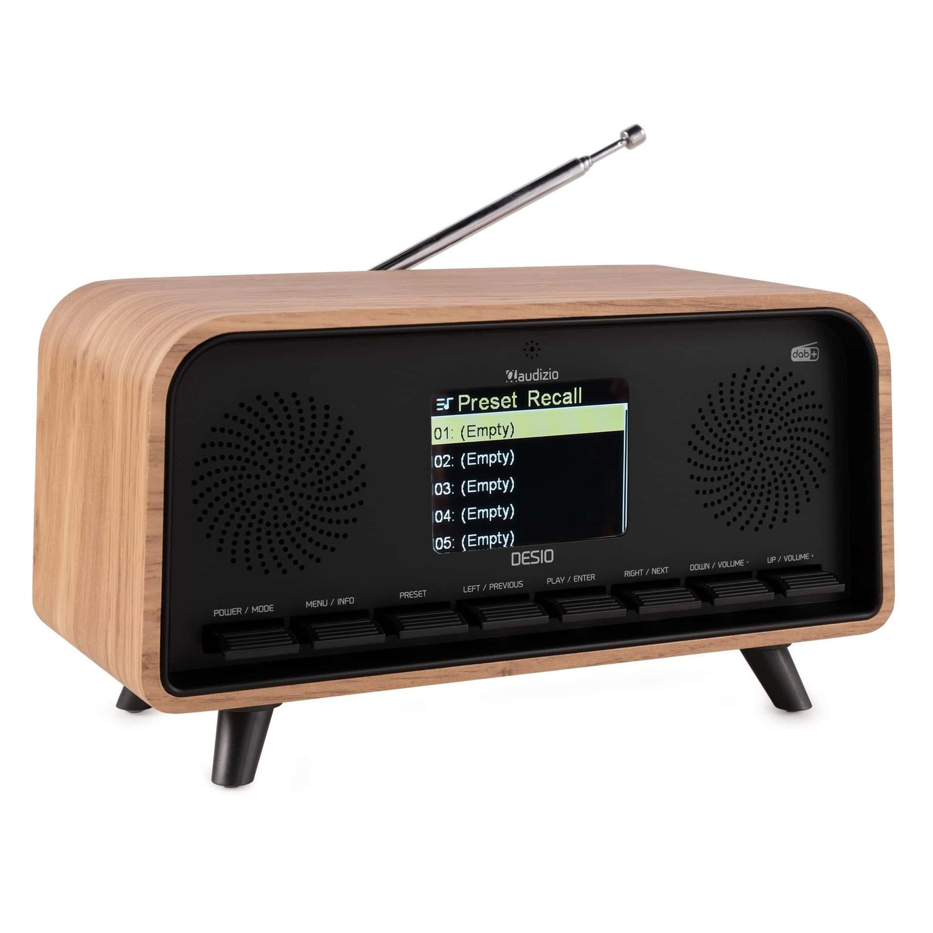 Radio FM DAB+ Audizio DESIO, 30W, Bluetooth, USB, maro deschis_03, vedere lateral stanga