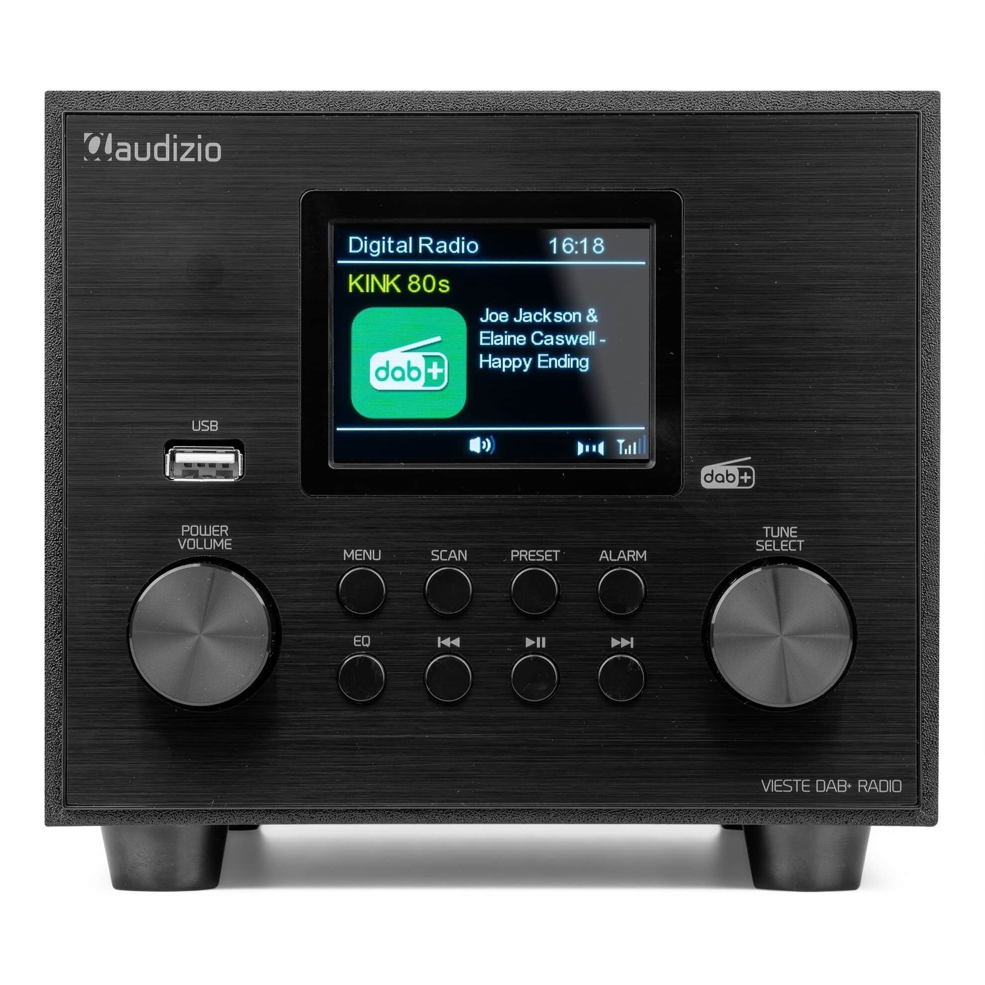 Radio FM DAB+ Audizio VIESTE cu subwoofer, 60W, Bluetooth, USB, negru_01, vedere fata