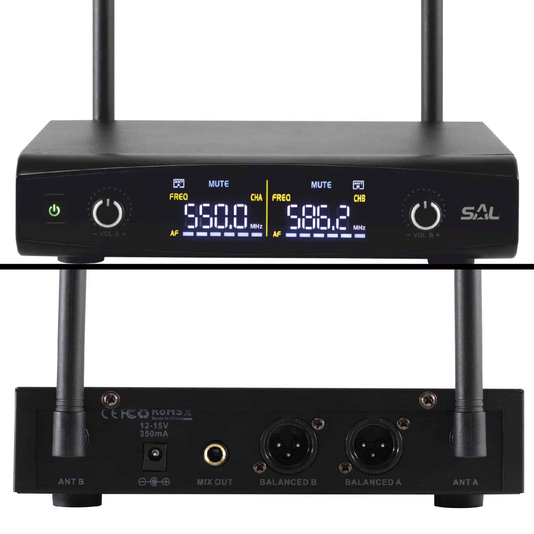 Set 2 microfoane fara fir SAL MVN 600_03, vedere receiver