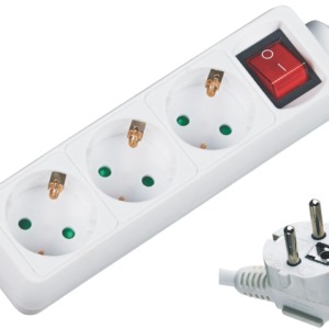Prelungitor WELL, 3 prize, 5 m, intrerupator, cablu 3 x 1.5mm, Alb