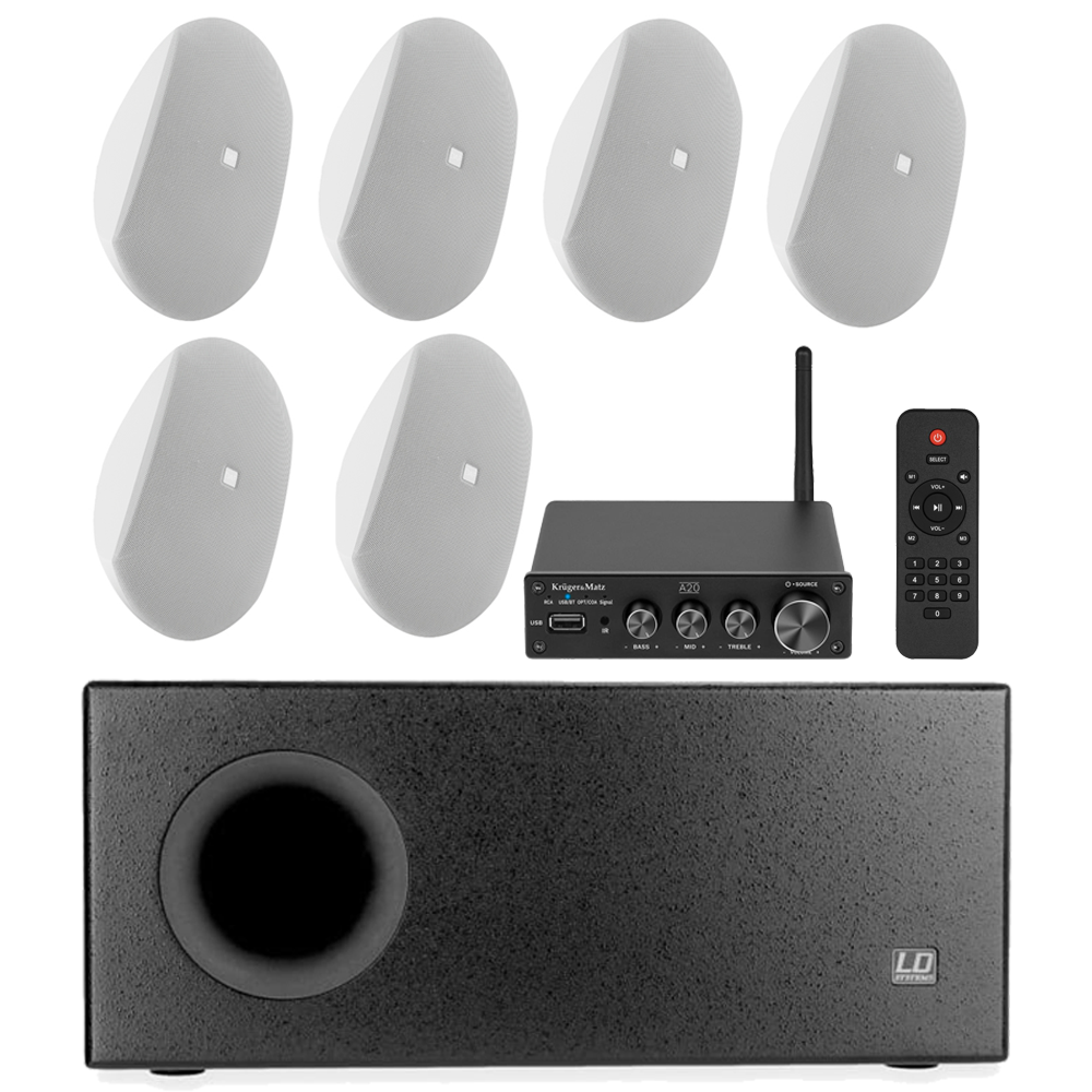 Sistem ambiental 6.1 Dap Audio WMS4-W + amplificator bluetooth, USB+subwoofer
