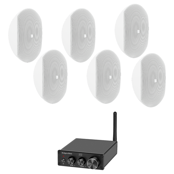 Sistem sonorizare terasa 6 boxe albe DAP WMS4-W + amplificator Bluetooth, 2x50W